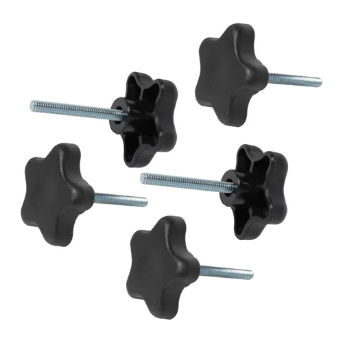 Vista 7 de POWERTEC QNB3011 - Paquete de 5 perillas de 4 puntos de 1/4"-20 con perno roscado de 2", perillas de tornillo de pulgar con pernos para cortacésped