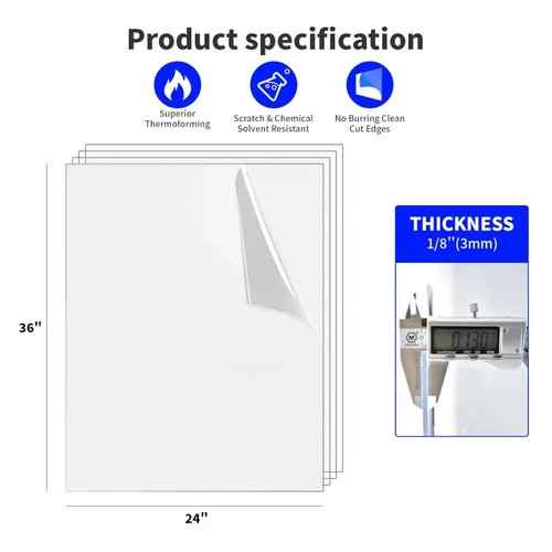Vista 8 de Art3d (2 Pack) Hojas de plexiglás de 1/8" de grosor - Hojas de PET transparentes de 36" x 24" para diseño de arte, proyectos de manualidades