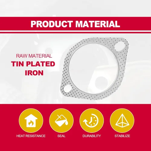 Vista 3 de 2 unids junta de colector de escape estándar 3 "2 pernos de escape de la junta de repuesto de la brida de escape del coche Accesorios del coche OEM