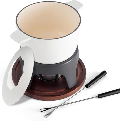 Swissmar Sierra - Juego de fondue de hierro fundido, 1.6 cuartos / 1.6 litros – Perfecto para fondues de carne, queso y chocolate – Ideal para
