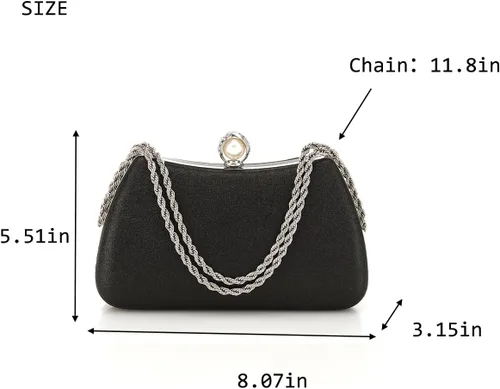 Vista 2 de YYW Bolsos de mano para mujer, formales, de noche, bolso de mano, vintage, para boda, con cadenas desmontables