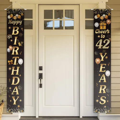 Vista 8 de Cartel de Feliz cumpleaños para la puerta, color negro