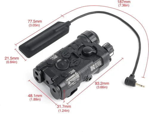 Vista 6 de NOBUHIRO Láser táctico Airsoft solo con linterna LED blanca constante + estroboscópica, 2 modos, caja PEQ mejorada con interruptor de presión