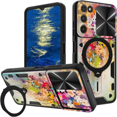 Vista 23 de for Samsung Galaxy A35 5G Phone Case 6.6" with Slide Camera Cover & 360 Degree Rotate Ring Stand Kickstand A Black Cat Dual Layer Hybrid Heavy Duty