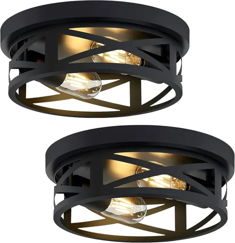 Vista 16 de ZHU YAN Paquete de 2 lámparas de techo de montaje empotrado, accesorios de iluminación de granja para pasillo, accesorios de iluminación industrial