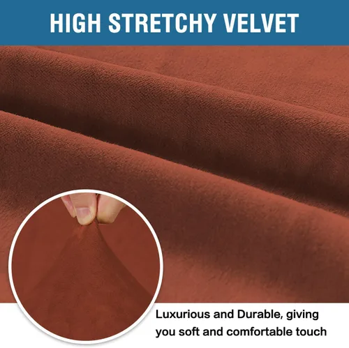 Vista 133 de H.VERSAILTEX Fundas de terciopelo elástico para sofá biplaza de 2 cojines para sala de estar, fundas de sofá con correas antideslizantes, terciopelo