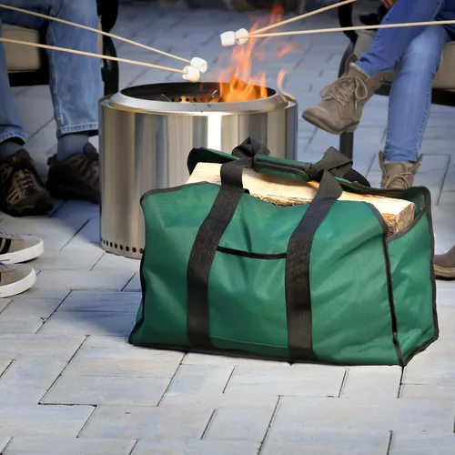 Vista 9 de ShelterLogic Soporte para leña y bolsa de transporte para leña repelente al agua de 24 pulgadas, color verde