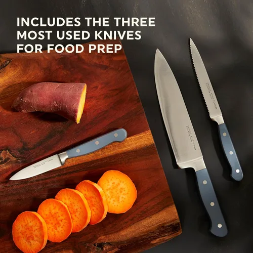Vista 3 de Chicago Cutlery Halsted - Juego de cubiertos y bloques de madera, asas ergonómicas y juego de cubiertos de chef profesional de acero inoxidable