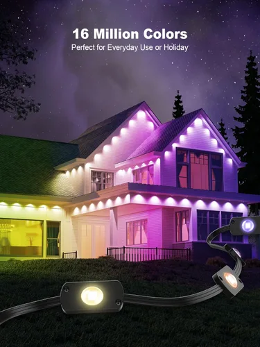 Vista 3 de Brizled Luces permanentes para exteriores, 100 pies, 60 LED, esenciales RGB, luces de Navidad permanentes que funcionan con Alexa y Google, luz