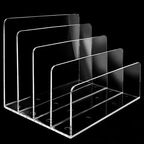 Organizador de archivos de acrílico de 4 secciones, organizador de escritorio transparente y accesorios, clasificador de carpetas de archivos