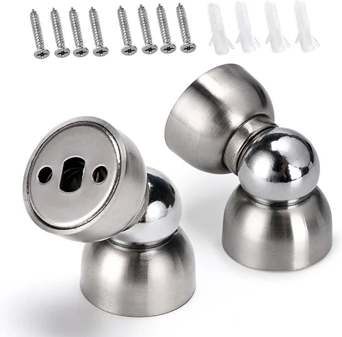 Vista 8 de Sumnacon 2 potentes topes magnéticos para puerta, de acero inoxidable con tornillos, topes de puerta de magnetismo resistentes para dormitorio, Negro