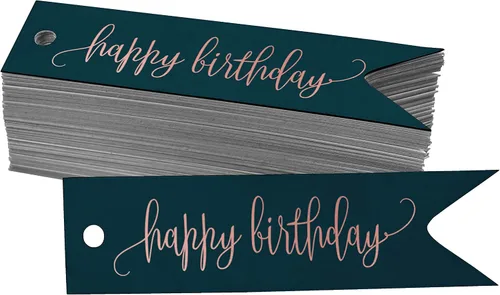 Vista 63 de Paquete de 50 etiquetas colgantes de papel de aluminio dorado real para cumpleaños Aqua Blue