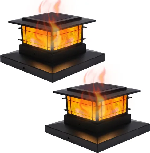 Vista 22 de Dynaming Luces solares de 4 x 4 para exteriores con 2 modos de color, luces solares para poste de valla, carcasa negra para postes de vinilo/madera