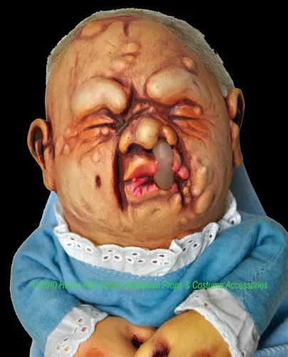 Vista 8 de Baby Stinky Puppet espeluznante mutante realista mutante accesorio de disfraz de Halloween