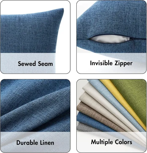 Vista 3 de MIULEE - Juego de 2 fundas para cojín decorativo de yute de lino, cuadradas, lisas, para casa de campo moderna, para tu sofá o tu auto de 12 x