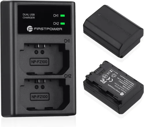 FirstPower Batería NP-FZ100 y cargador USB dual para cámaras Sony A7III A7IV A7RIII A7RIV A7SIII A7C A7CR A6600 A6700 FX3 FX30 ZV-E1 ZV-E10II A1 A9