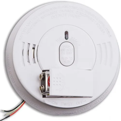 Vista 20 de Kidde Detector de humo cableado, batería de reserva AA, interconectable, indicadores de luz de advertencia LED, paquete de 4