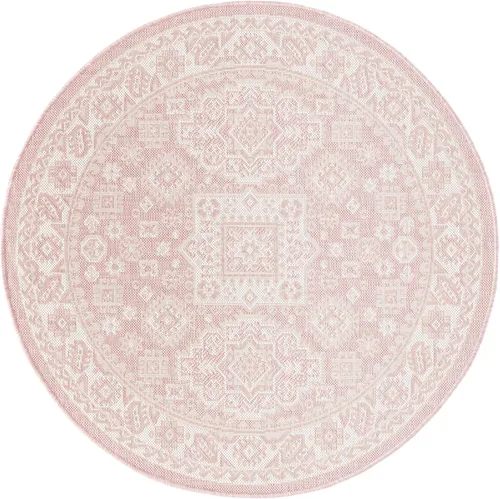 Vista 273 de Unique Loom Outdoor Aztec Collection Alfombra de área - Chalca (10 pies, redonda, azul/marfil)