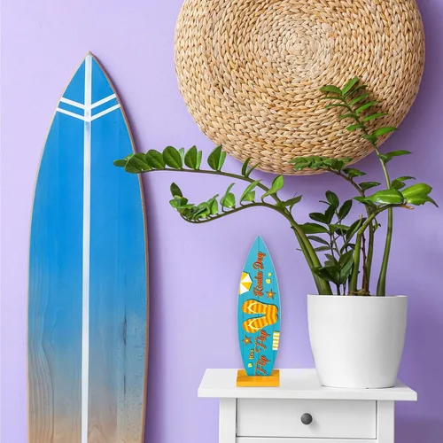 Vista 4 de Blulu 8 piezas de decoración de mesa de tabla de surf, letreros de playa, letrero de bienvenida al paraíso, centros de mesa de bar tropical, letrero