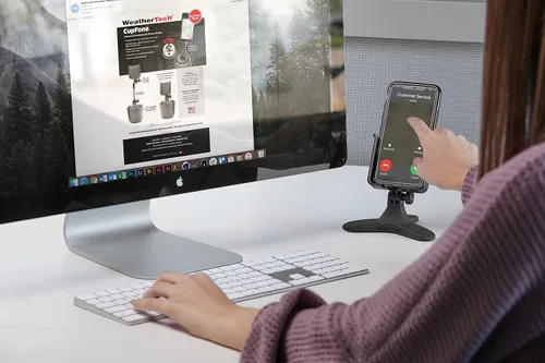 Vista 8 de WeatherTech DeskFone - Soporte universal para teléfono celular de escritorio (perillas metálicas negras)