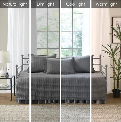 Vista 2 de Comfort Spaces Funda para sofá cama - Lujosa de doble cara - Acolchado, ropa de cama acogedora para todas las estaciones con falda de cama, fundas a