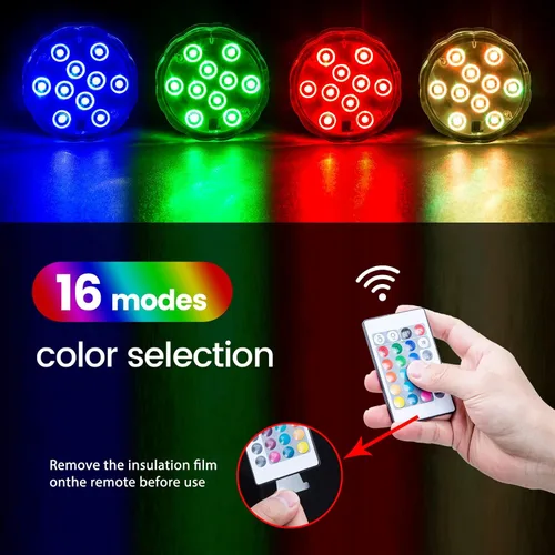 Vista 4 de Luces de Tocador de Baño Inalámbricas, Operadas a Batería, Impermeables, Luz LED para Ducha, Spa, Baño, Sobre Espejo, Pared, Techo, Control Remoto