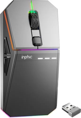 INPHIC Ratón inalámbrico Cyber Silent, Tri-Mode 12000 DPI ratón de