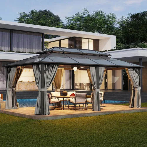 Vista 49 de Cobertizo de almacenamiento de metal negro de 10 x 10 pies, cobertizo de herramientas duradero para exteriores con construcción de acero resistente