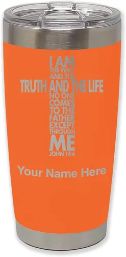 Vista 25 de LaserGram Vaso aislado al vacío de 20 onzas, versículo de la Biblia John 14-6, grabado personalizado incluido (negro)