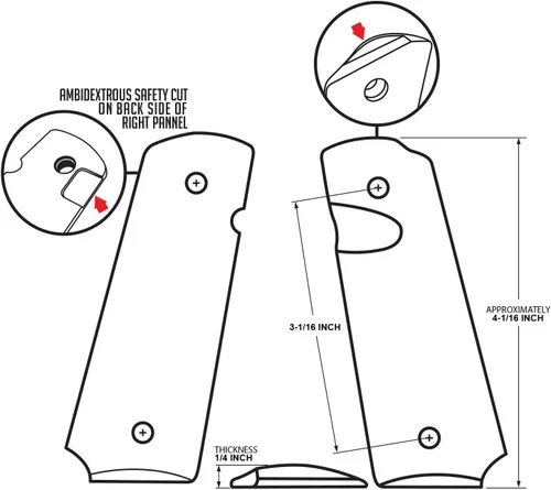 Vista 2 de Honeycomb Punisher - Extreme Polymer Full Size 1911 Grips Grabado Texturizado (PIX1911-1/2HC-PUN)