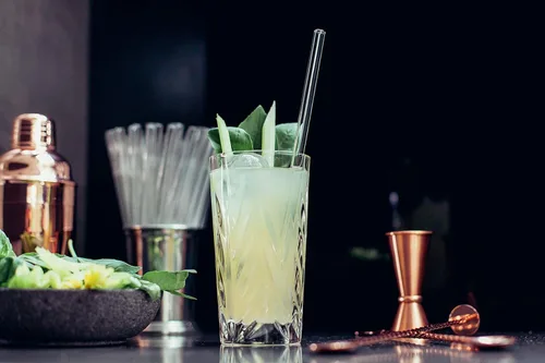 Vista 6 de HALM - Pajitas de vidrio reutilizables de 6 x 9 pulgadas + cepillo de limpieza sin plástico, fabricadas en Alemania, aptas para lavavajillas