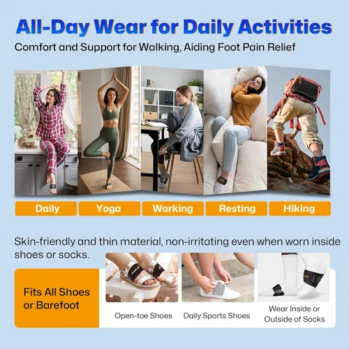 Vista 7 de Arch Support Braces with Replaceable Gel Pads, Adjustable Orthotic Arch Support for Women Men, Relief for Plantar Fasciitis, High Arch, Flat Feet