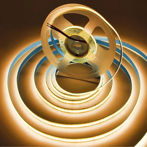 Vista 18 de COB - Tira de luces LED, 12 V CC, 16.4 pies, superbrillante, regulable, 32000 lm, cinta LED no impermeable, 320 LEDs/m, iluminación más uniforme que