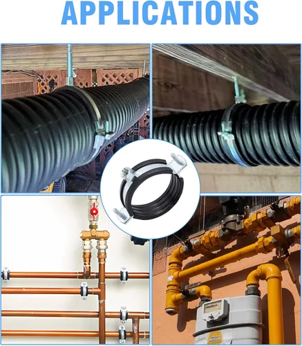 Vista 5 de 5 piezas de soporte de tubo de anillo dividido, resistente, ajustable, abrazadera de montaje en pared, soporte de tubería, identificación de 3