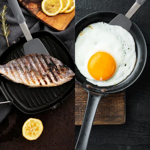 Vista 4 de HIC Kitchen Pequeña espátula flexible antiadherente, silicona con núcleo de acero inoxidable, 12 x 3 pulgadas