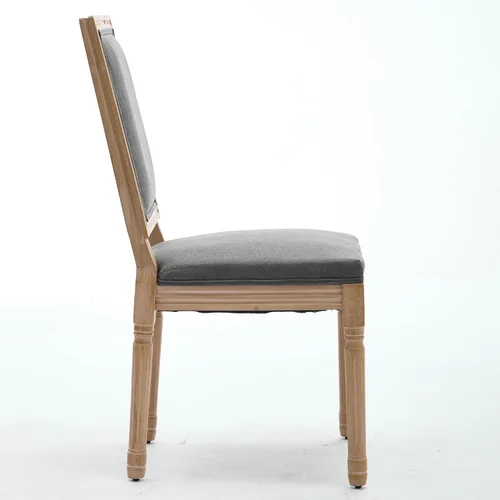 Vista 6 de French Style Solid Wood Frame Dining Chairs, Hand-Pulled Buckle Decor PU Leather with Nailhead Trim, High Back Dining Room Chairs Set of 2 for