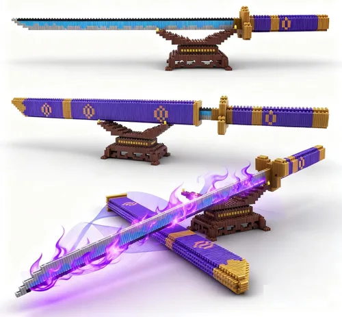 Vista 12 de Beego Kill Demon Sword - Juego de construcción de espada negra Tanjirou de 19 pulgadas con soporte para espada