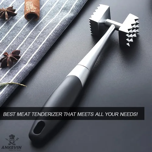 Vista 2 de Ablandador de carne, mazo de carne de uñas de doble cara, martillo de carne utilizado para carne, pollo, pescado, carne con mango de agarre cómodo
