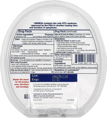 Vista 3 de Tratamiento para los dolores de resfrío y las ampollas de fiebre Abreva, 0.07 onzas